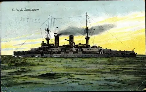 Ak Deutsches Kriegsschiff, SMS Schwaben, Linienschiff