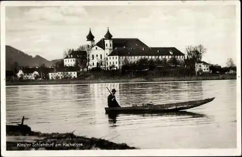 Ak Schlehdorf am Kochelsee Oberbayern, Kloster, Fischer