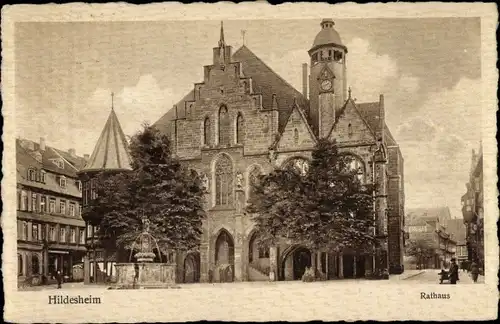 Ak Hildesheim in Niedersachsen, Rathaus, Hotel Europäischer Hof