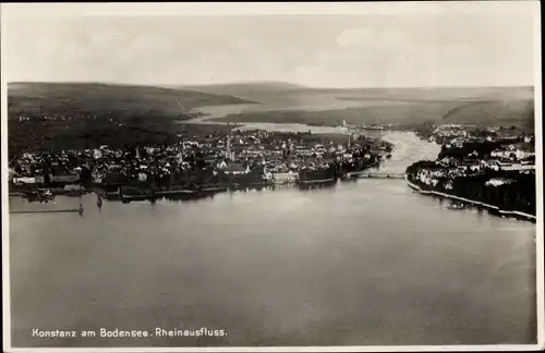 Ak Konstanz am Bodensee, Gesamtansicht, Rheinausfluss