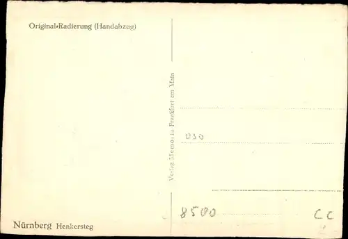 Künstler Ak Nürnberg in Mittelfranken, Henkersteg, Radierung