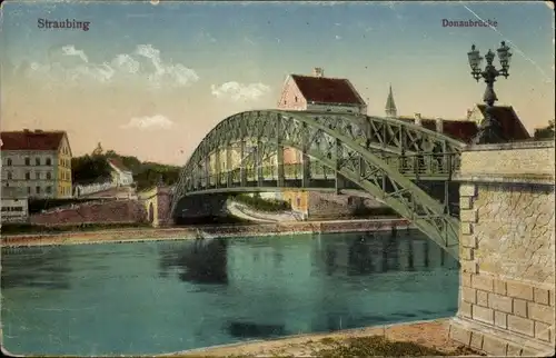 Ak Straubing an der Donau Niederbayern, Donaubrücke