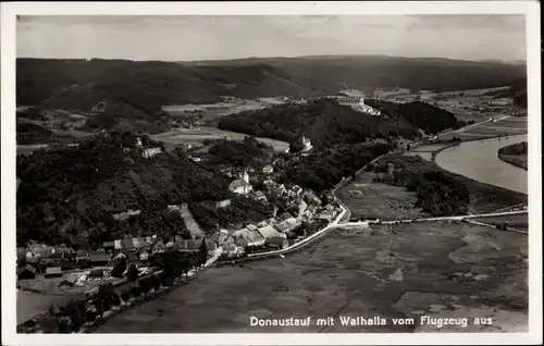 Ak Donaustauf am Bayerischen Wald Oberpfalz, Fliegeraufnahme, Walhalla