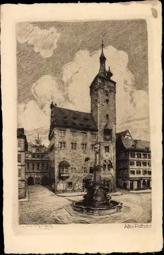 Künstler Ak Würzburg am Main Unterfranken, Altes Rathaus