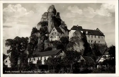 Ak Tüchersfeld Pottenstein Oberfranken, das Felsendorf