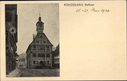 Ak Künzelsau am Kocher Hohenlohekreis, Rathaus