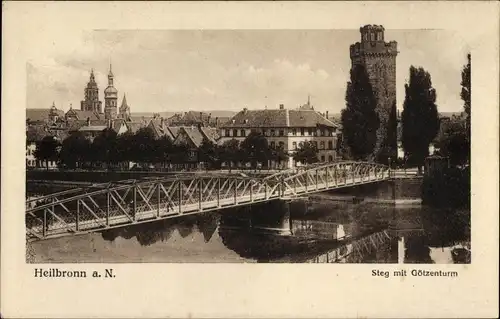 Ak Heilbronn am Neckar, Steg, Götzenturm