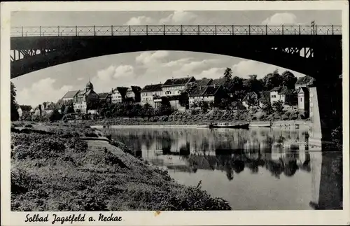 Ak Jagstfeld Bad Friedrichshall in Württemberg, Ortsansicht, Brücke
