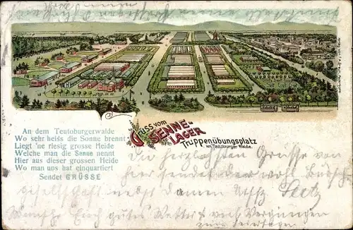 Litho Schloss Neuhaus Paderborn in Westfalen, Sennelager, Truppenübungsplatz Senne, Gedicht