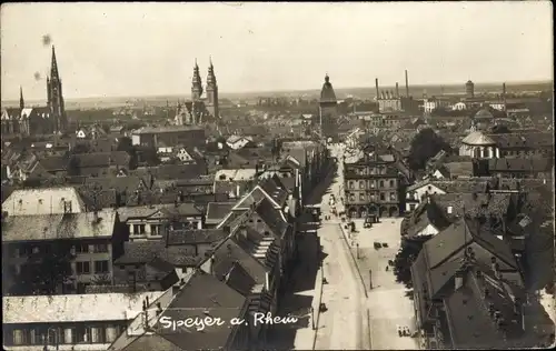 Foto Ak Speyer am Oberrhein, Blick über die Stadt vom Dom aus