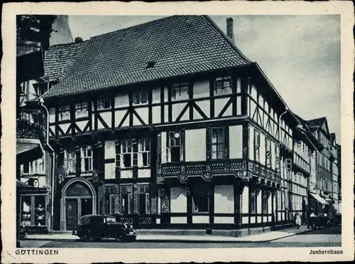Ak Göttingen in Niedersachsen, Junkernhaus, Fachwerkhaus, Auto
