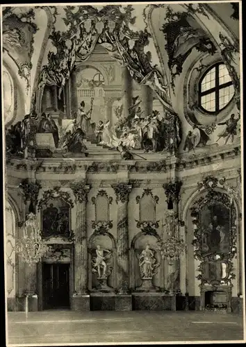 Ak Würzburg am Main Unterfranken, Residenz, Kaisersaal, Gemälde, Statuen