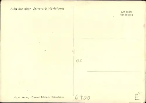 Ak Heidelberg am Neckar, alte Universität, Aula