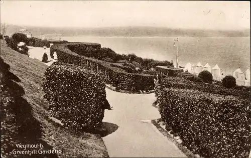 Ak Weymouth Südwestengland, Greenhill Gardens