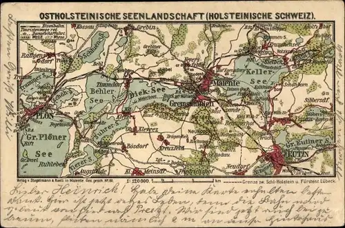 Landkarten Ak Malente in Ostholstein, Holsteinische Schweiz, Seenlandschaft