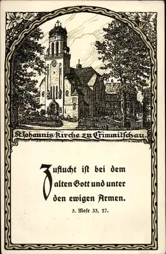 Künstler Ak Crimmitschau in Sachsen, St. Johannis-Kirche