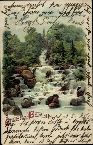 Halt gegen das Licht Litho Berlin Kreuzberg, Wassersturz im Viktoria Park, Meteor 191