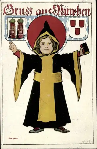 Künstler Ak Engelhard, P.O.E., München, Münchner Kindl