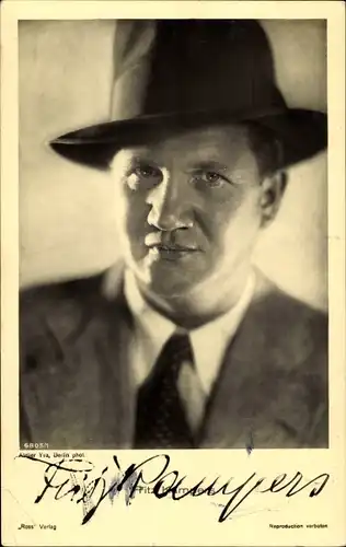 Ak Schauspieler Fritz Kampers, Portrait, Hut, Autogramm