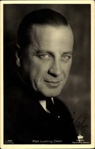 Ak Schauspieler Karl Ludwig Diehl, Portrait, Ross Verlag A 2680/1, Autogramm