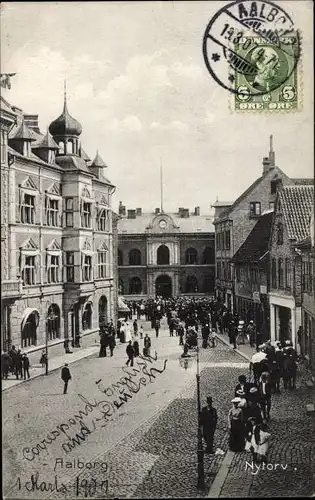 Ak Ålborg Aalborg Dänemark, Nytorv, Straßenpartie