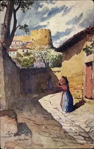 Künstler Ak Thessaloniki Griechenland, Festung Yedi Kule