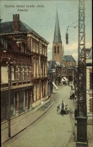 Ak Almelo Overijssel Niederlande, Groote Street, Kirche