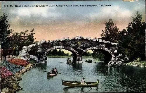 Ak San Francisco Kalifornien USA, Rustic-Stone-Brige, Stow Lake, Golden Gate-Park