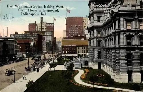 Ak Indianapolis Indiana USA, East Washington-Street, Gerichtsgebäude