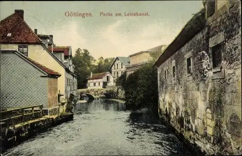 Ak Göttingen in Niedersachsen, Leinekanal, Häuser