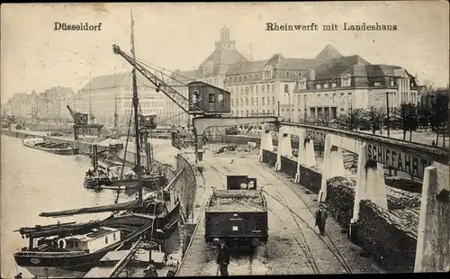 Ak Düsseldorf am Rhein, Rheinwerft, Landeshaus