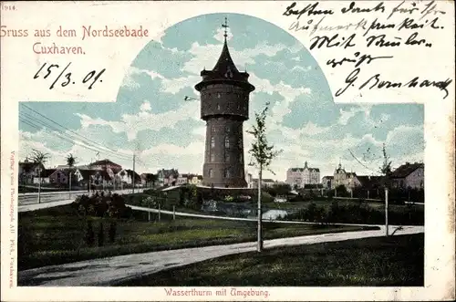 Litho Nordseebad Cuxhaven, Partie am Wasserturm, Umgebung