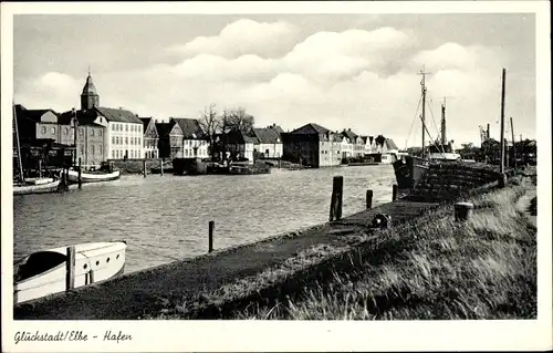 Ak Glückstadt an der Elbe, Hafen