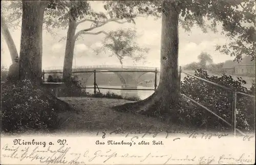 Ak Nienburg an der Weser, Ausblick, Brücke