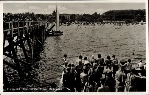 Ak Ostseebad Timmendorfer Strand, Strandpartie, Seebrücke, Badeleben