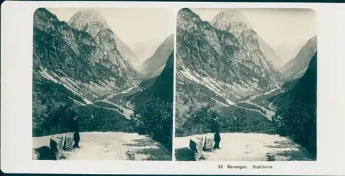 Stereo Foto Norwegen, Stahlhelm, Landschaft