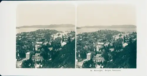 Stereo Foto Bergen Norwegen, Totalansicht