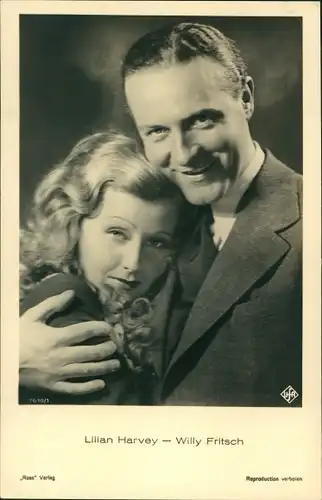 Ak Schauspieler Lilian Harvey und Willy Fritsch, Portrait, Ufa Film