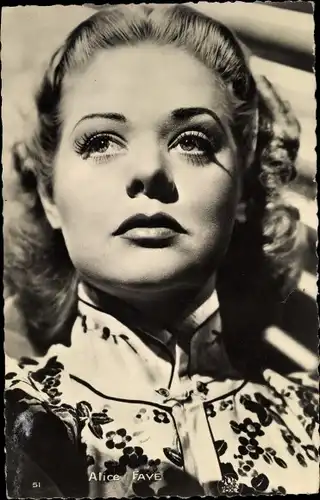 Ak Schauspielerin Alice Faye, Portrait