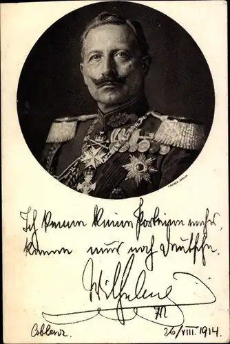 Ak Kaiser Wilhelm II., Ich kenne keine Parteien mehr, Zitat 1914