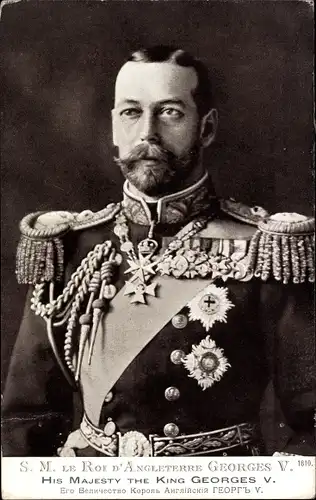 Ak König George V. von England, Portrait in Uniform, Orden, Kragenspiegel
