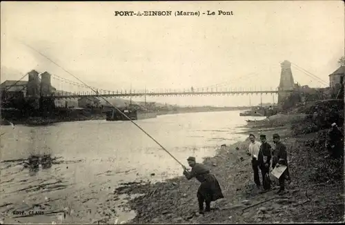 Ak Port à Binson Mareuil le Port Marne, Le Pont, Angler