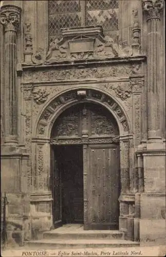 Ak Pontoise Val d'Oise, Kirche St. Maclou, Porte Laterale Nord