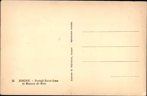 Ak Joigny Yonne, Portail Saint Jean, Holzhaus