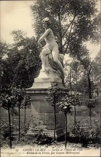 Ak Choisy le Roi Val de Marne, Garten des Hotel-de-Ville, Statue der Wahrheit