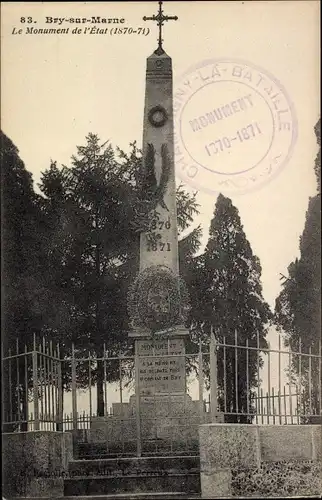 Ak Bry sur Marne Val de Marne, Das Staatsdenkmal