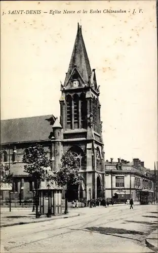 Ak Saint Denis Son Saint Denis, Eglise Neuve, Ecoles Chateaudun