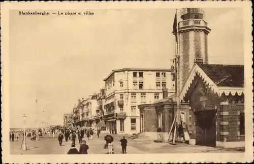 Ak Blankenberghe Blankenberge Westflandern, Leuchtturm, Villen