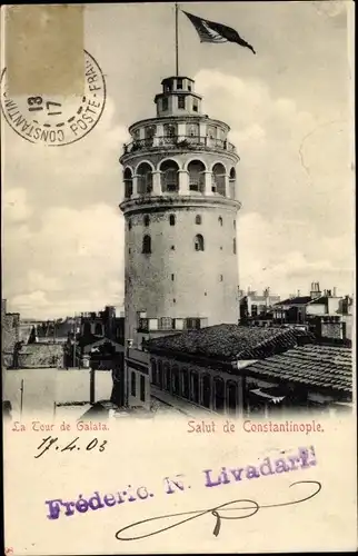 Ak Konstantinopel Istanbul Türkei, Tour de Galata, Blick auf einen Turm