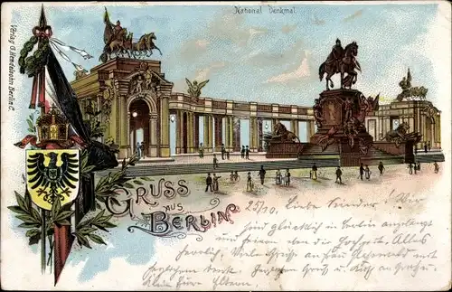 Litho Berlin Mitte, Kaiser Wilhelm National Denkmal, Arkaden, Stadtwappen